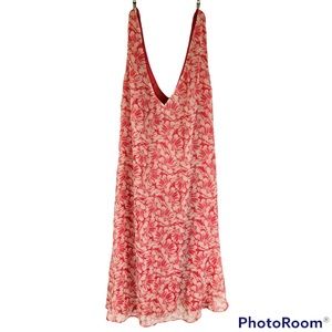 Charles Henry Floral Print Midi Dress Pink Shadow